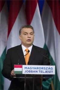 Budapest, 2014. február 16. Orbán Viktor miniszterelnök évértékelő beszédét tartja a budapesti Millenáris Teátrumban 2014. február 16-án. MTI Fotó: Koszticsák Szilárd