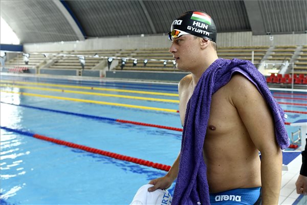 Gyurta Dániel a Komjádi uszodában 2018. március 27-én. Az olimpiai, világ- és Európa-bajnok úszó bejelentette visszavonulását. MTI Fotó: Koszticsák Szilárd
